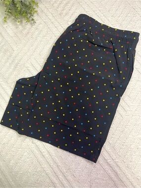 Biwisy Men's Black Swim Trunks with Multicolor Polka Dots Size L